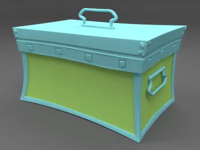 Set of cartoonish chests ancient antique stylized retro Low-poly 3D model