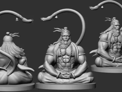 Meditating Hanuman ji 3D print model