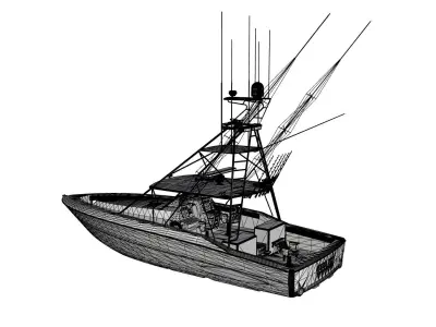 43 Foot Sportfisher Motor Fishing Boat 3D model