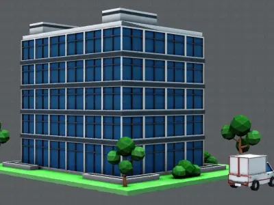 Hospital Building Low-poly 3D model purchase