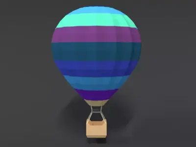 Low Poly Cartoon Hot Air Balloon Low-poly 3D model purchase