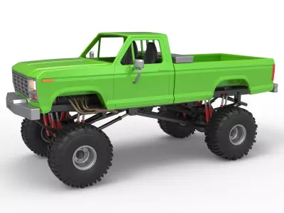 Wheel Standing Mega Truck Scale 1 to 25 3D print model