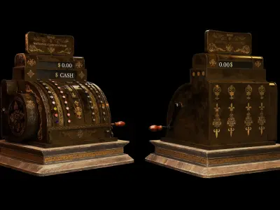 Old Antique Cash Register Low-poly 3D model