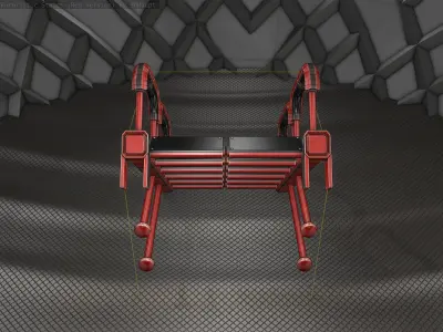 Sci-Fi Stairs - 25 - Red Version Low-poly 3D model