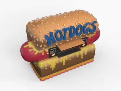 Hot Dog Shaped Food Stand 3D model