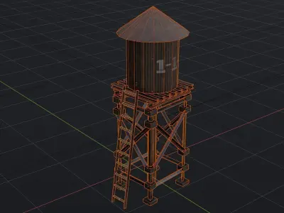 Water Tank - Game Ready - Low Poly - PBR 3D Model Low-poly 3D model