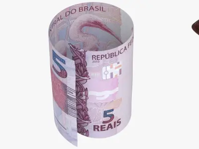 Brazil 5 Reais Wallet Money Purse 3D model