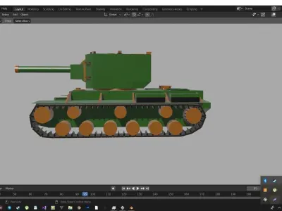 Tank kv-2 Low-poly 3D model