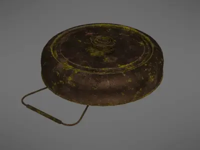 Landmine rusty metal pot with handle Low-poly 3D model