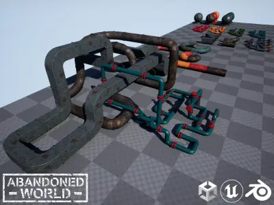 Modular Pipes Pack Low-poly 3D model