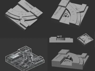 3D STL LOW ALTITUDE Death Star tiles with Vehicle stand slots 3D print model