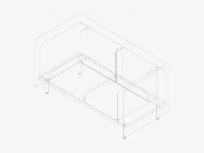 Furniture - Sofa - Contemporary - Flame - Small Low-poly 3D model
