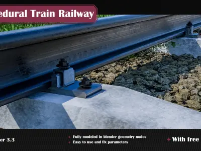 Procedural Train Railway Track 3D model
