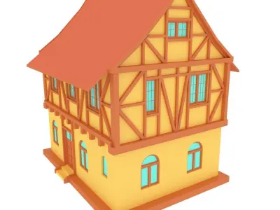 LOW POLY MEDIEVEL HOUSE 0 CARTOON STYLE Low-poly 3D model