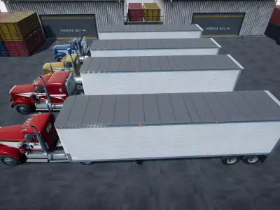 SemiTruck dryvan trailer unity asset Low-poly 3D model