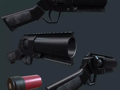 Mini Grenade launcher gaming weapon model Low-poly 3D model