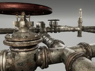 Rusted Pipes Pack  Low-poly 3D model
