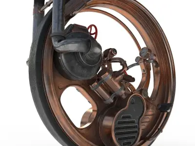 Steampunk monowheel PBR low poly Low-poly 3D model