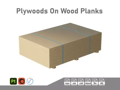 Stack Of Plywoods On Wood Planks 3D model