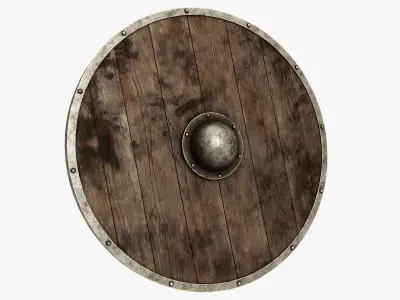 Wooden shield Low-poly 3D model 3