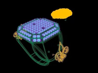 0198 - Lion Face Gents Ring 3D print model