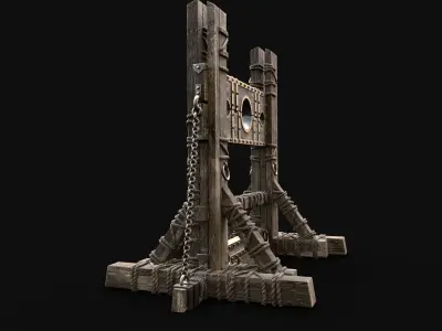 MEDIEVAL WOODEN PILLORY STOCKS TORTURE TORMENT AAA Low-poly 3D model