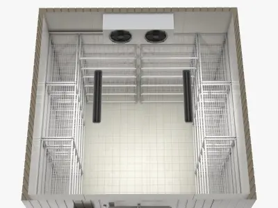 Food Storage Freezer with Metal Racks 3D model
