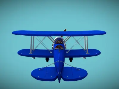 Stylized Biplane Low-poly 3D model