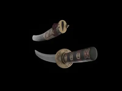 ancient chinese sword Low-poly 3D model