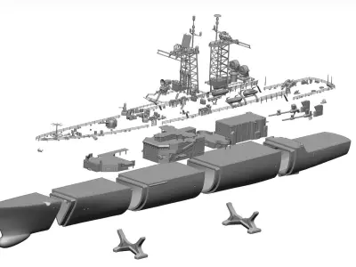 USS Truxtun CGN 35 3D print model