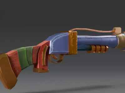 Stylized Shotgun Low Poly Game Ready Weapon Low-poly 3D model