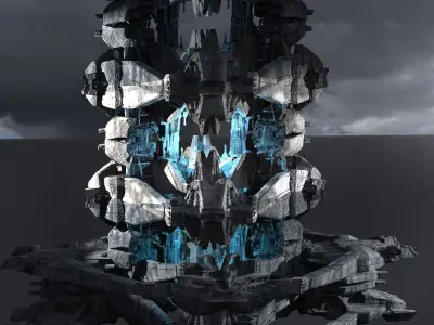 Energy towers Sci-Fi kit bash 1  3D model