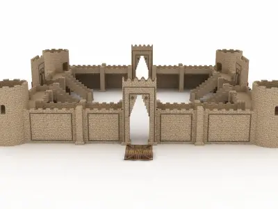 Game Old Castle Low-poly 3D model