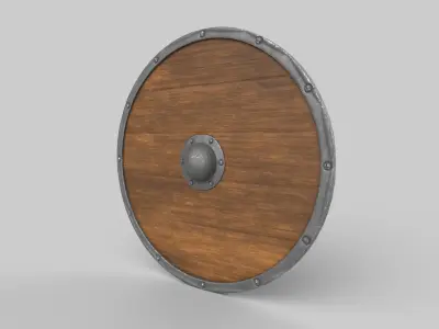 Shield wooden Low-poly 3D model