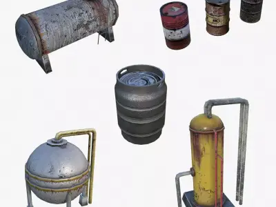 Barrels LP Low-poly 3D model