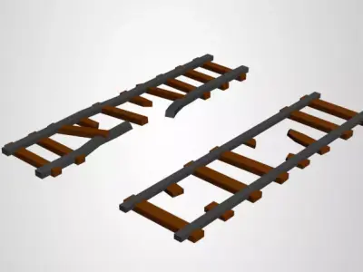 Low Poly Train Rails Low-poly 3D model