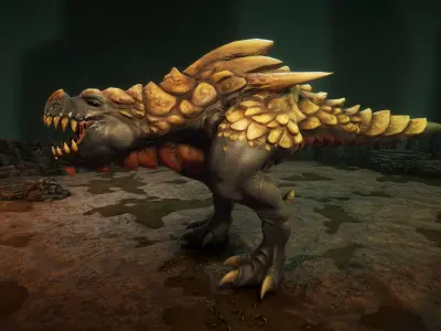 Lizards creature with teeth and claws Low-poly 3D model