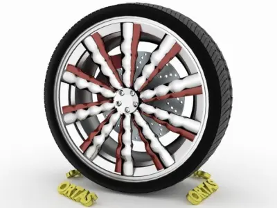 ORTAS CAR WHEEL RIM 114 GAME READY WHEEL RIM TIRE 3D model