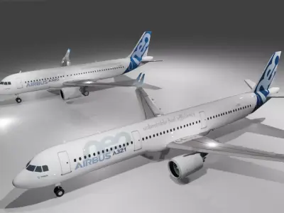 Airbus a320neo and airbus a321neo combo lowpoly Low-poly 3D model