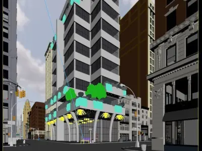 NYC Street with Modern Commercial Building  3D City Scene 3D model