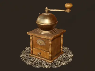 Vintage Coffee Grinder - PBR Game Ready Low-poly 3D model