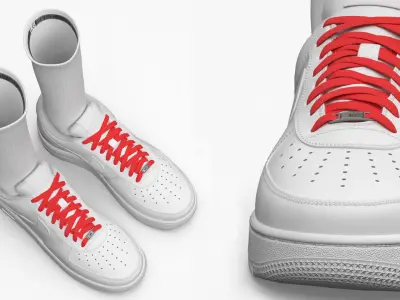 Nike Air Force 1 Low Sneakers with Red Laces 3D model
