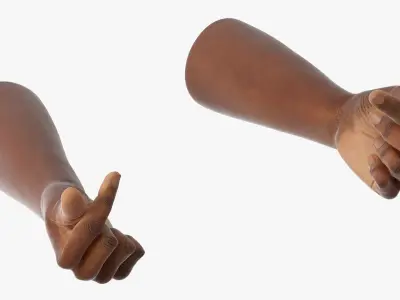 Black Male Hand Pair with Finger Heart Gesture 3D model