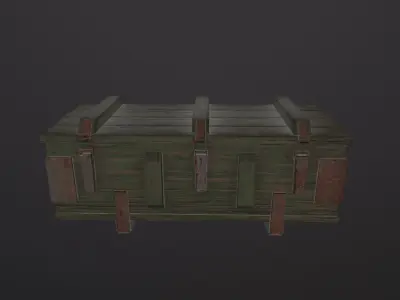 Military wooden box 3D Model Low-poly 3D model