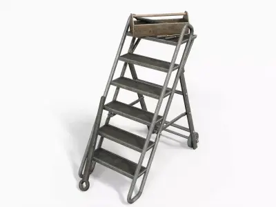 Step Stool With Tools Low-poly 3D model