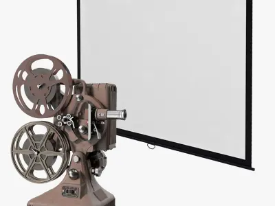 Movie Projector and Projection Screen Collection 3D model