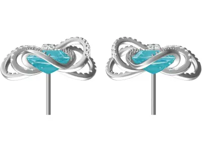 Beautiful Aquamarine Bow Earring 3D print model