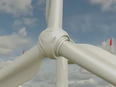 Low Poly Wind Turbine 100m Low-poly 3D model