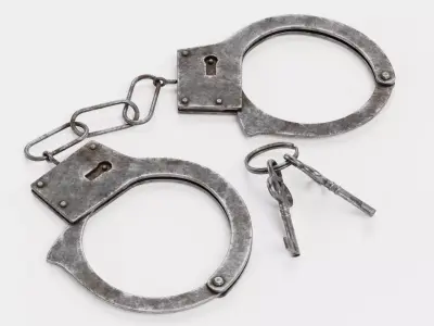 Aged Used Handcuffs with Keys - Realistic Worn Restraint Set 3D model