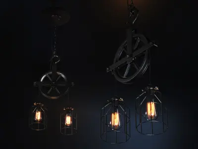 Industrial Pulley Light 3D model